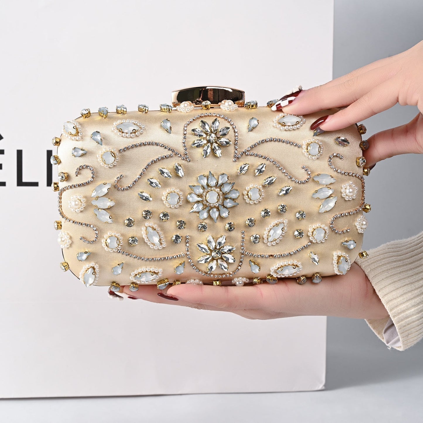 Bead Embroidered Clutch Bag by Braelyn