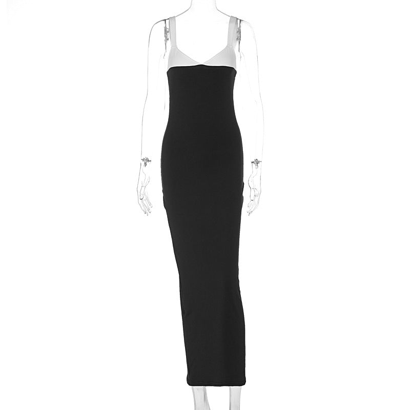 Package Hip Slim Fit Contrast Colors Sling Dress