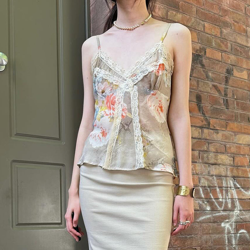 Elodie Lace-Trim Floral Top