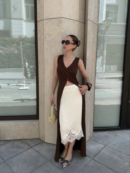 Soft knit long vest cardigan for summer days