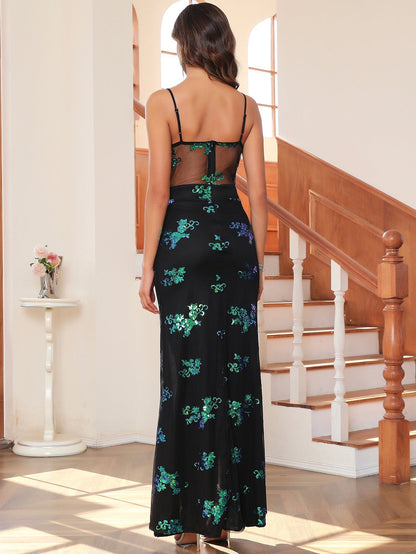 See Through Green Sequ Dress Party Evening Dress