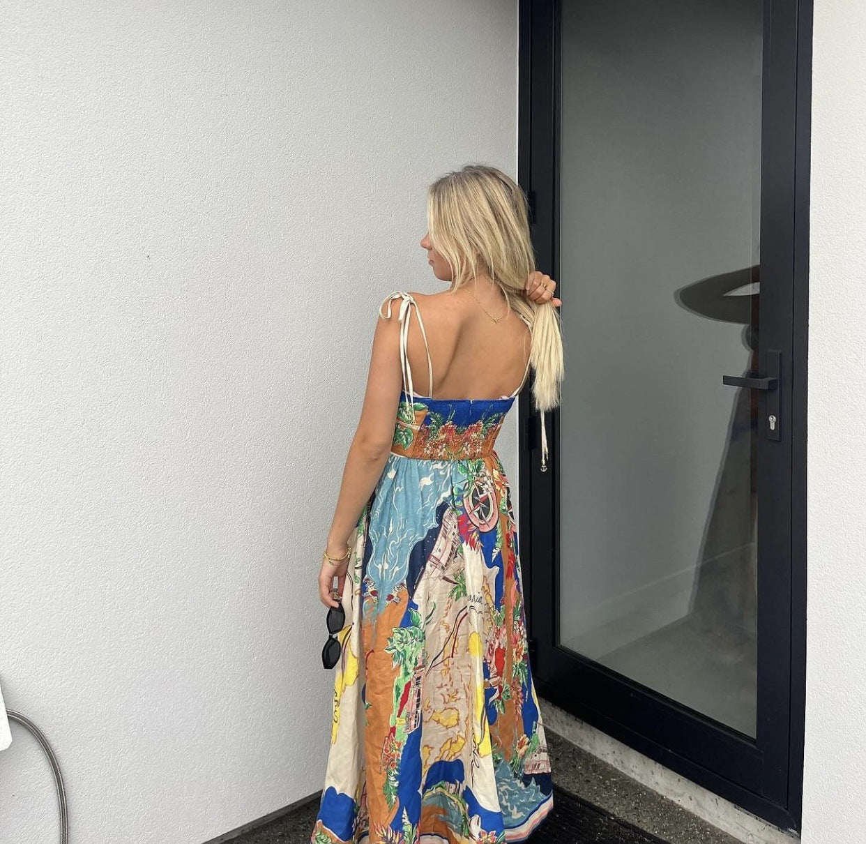 Women's spring and summer elegant new sling print pocket dress INS casual fashion party loose holiday dress