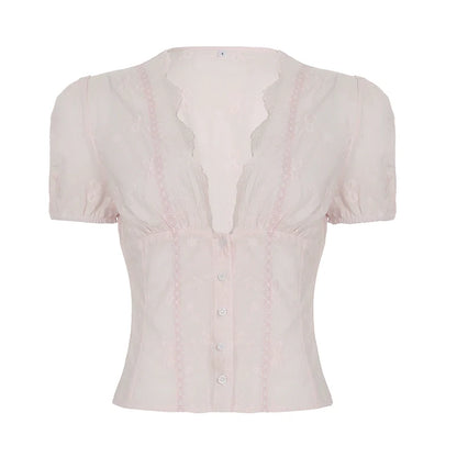 Ellarae Lace Puff Sleeve Crop Top