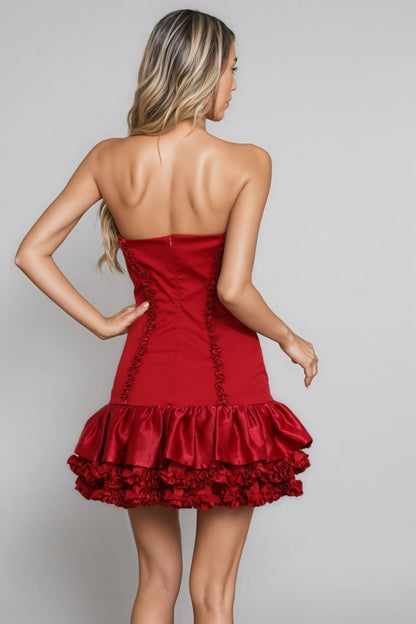 Vesper Red Sheath Ruffle Mini Dress