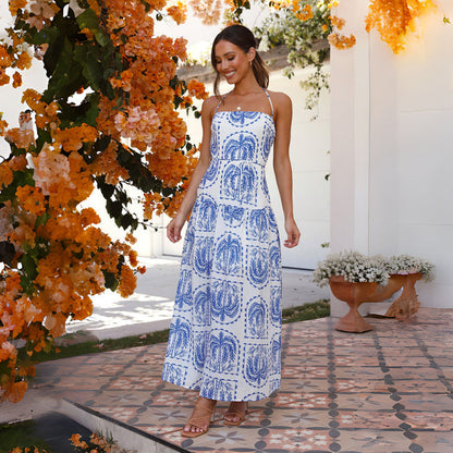 Tube Top Pattern Printed Halter Vacation Beach