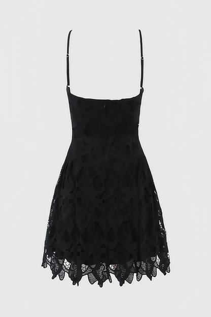 Lurext Black Lace Sleeveless Mini Dress