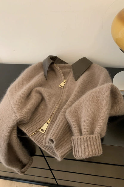 Mahogany Polo Knit Cardigan