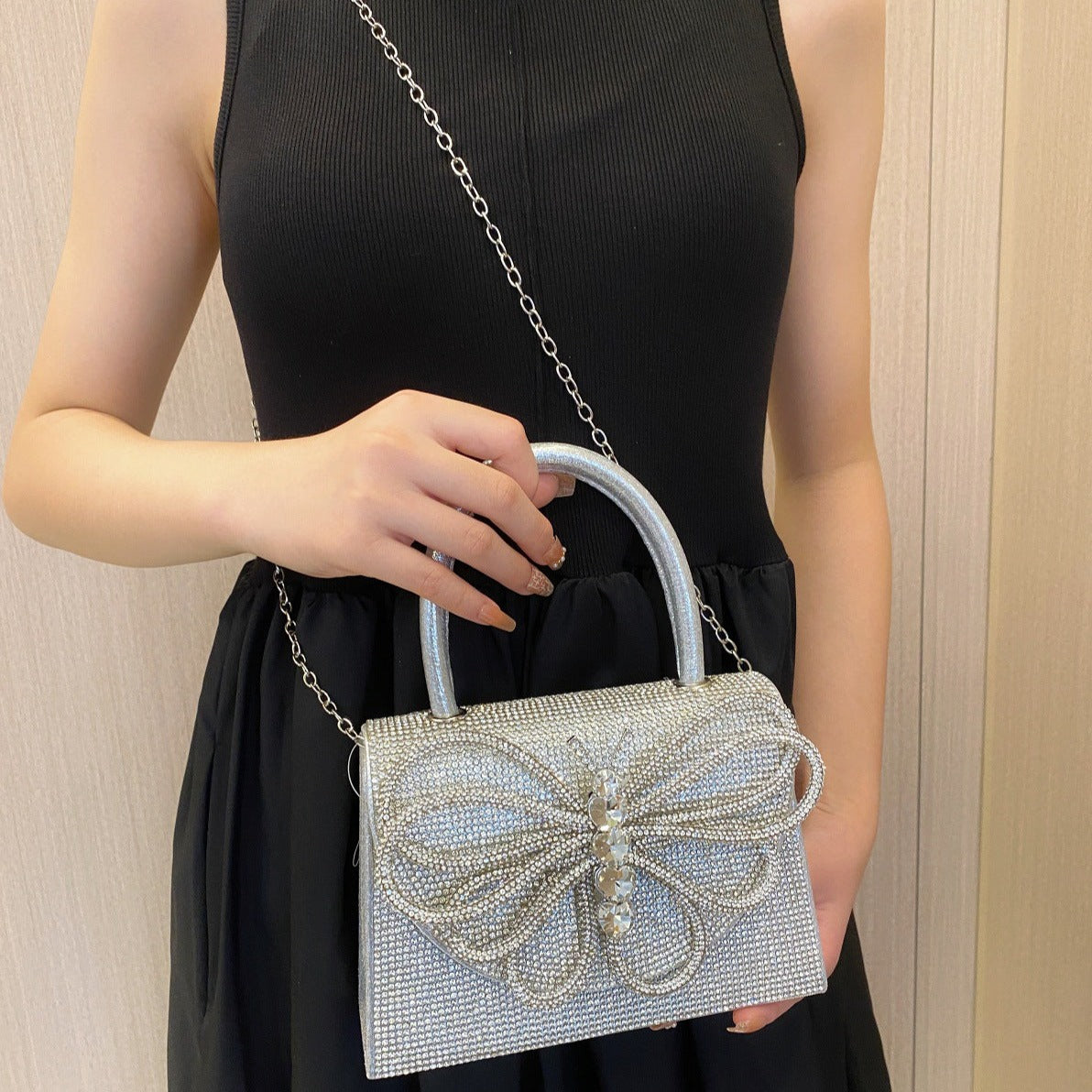Rhinestone Butterfly Handbag