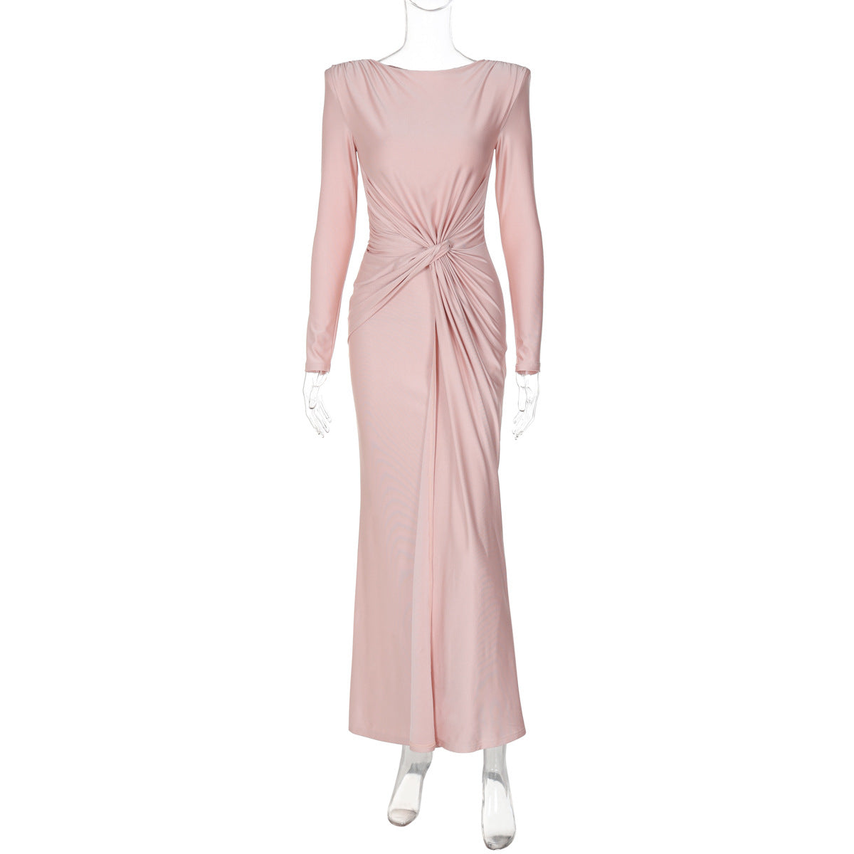 Evening Dress Slim Fit Round Neck Long Sleeves Dress