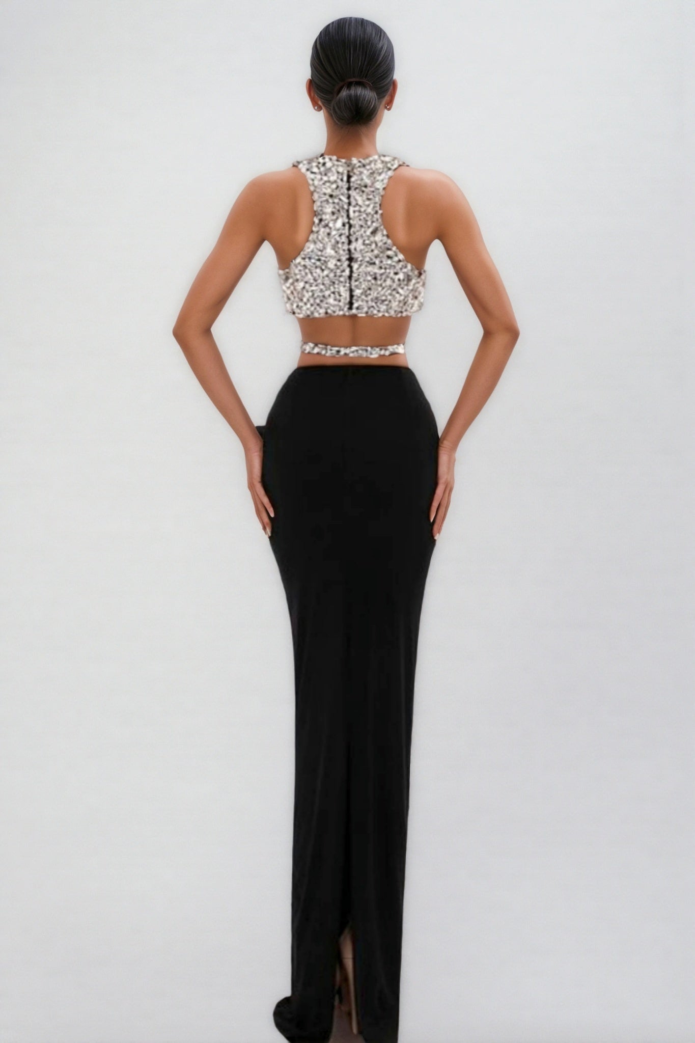Zev Diamond Vest Maxi Dress Set
