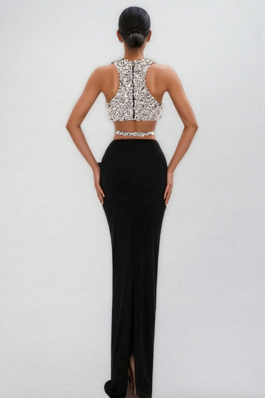 Zev Diamond Vest Maxi Dress Set