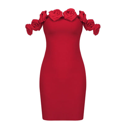 Red Bardot Floral Dress Stretch Dress