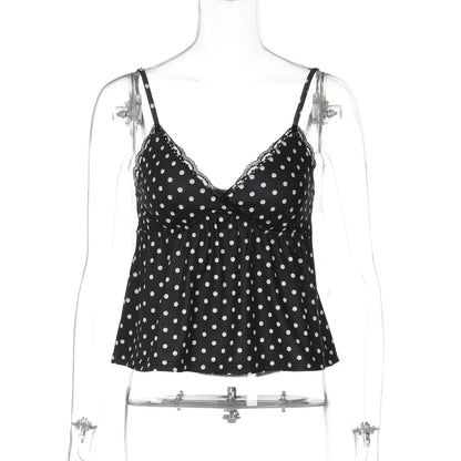 Polka Dot Lace Trim Camisole
