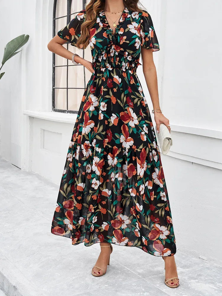 Women’s Long Summer Dress with Short Sleeves