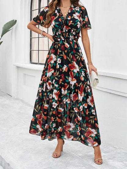 Women’s Long Summer Dress with Short Sleeves