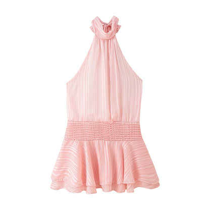 Winter Halter Satin Mini Dress