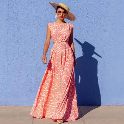 Popular round Neck Sleeveless Polka Dot