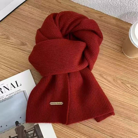 Cozy Ribbed Knit Solid Scarf