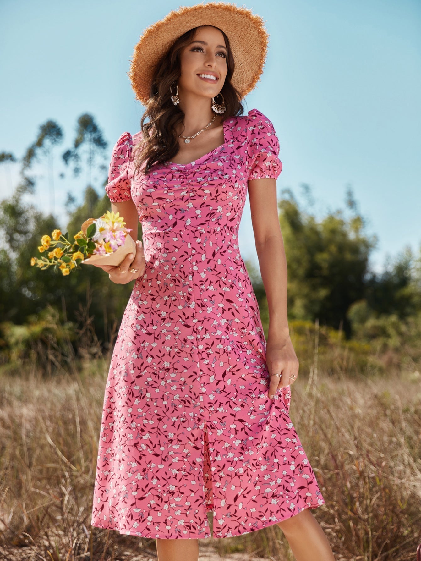 Iliana Cotton Tiered Midi Dress