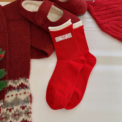 Bow Slouchy Mid-Calf Cute Socks