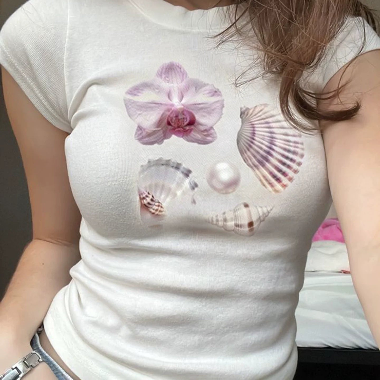 Hiba Shell Print Crop Top