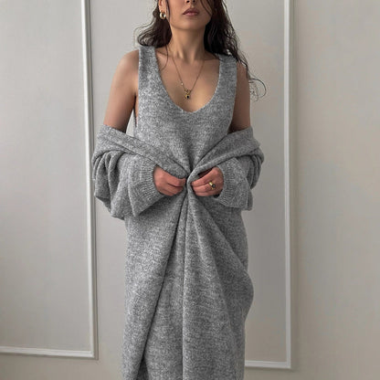 Lily Cozy Knit Dress & Long Cardigan Set