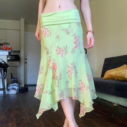 Aries Floral Mesh Skirt