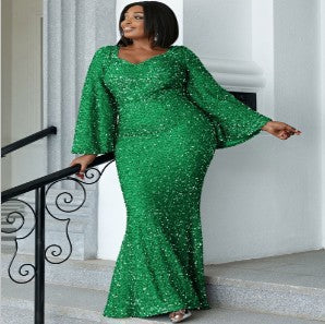 plus Size Plump Girls Long Wedding Cocktail Hip Fishtail Party Evening