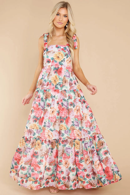 Elegant off Neck Floral Strap Dress