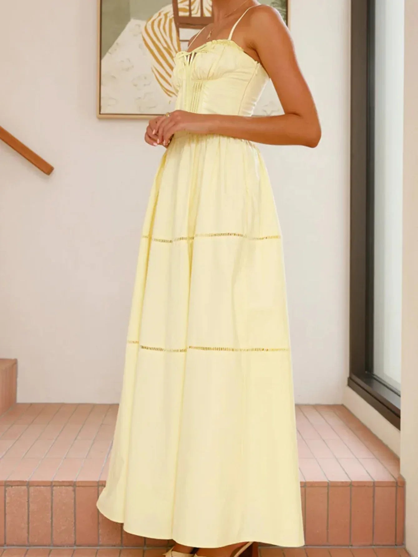 Coral Smocked Bodice Maxi Sun Dress