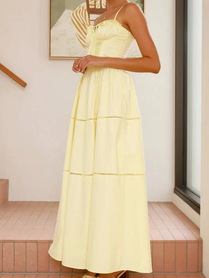 Coral Smocked Bodice Maxi Sun Dress