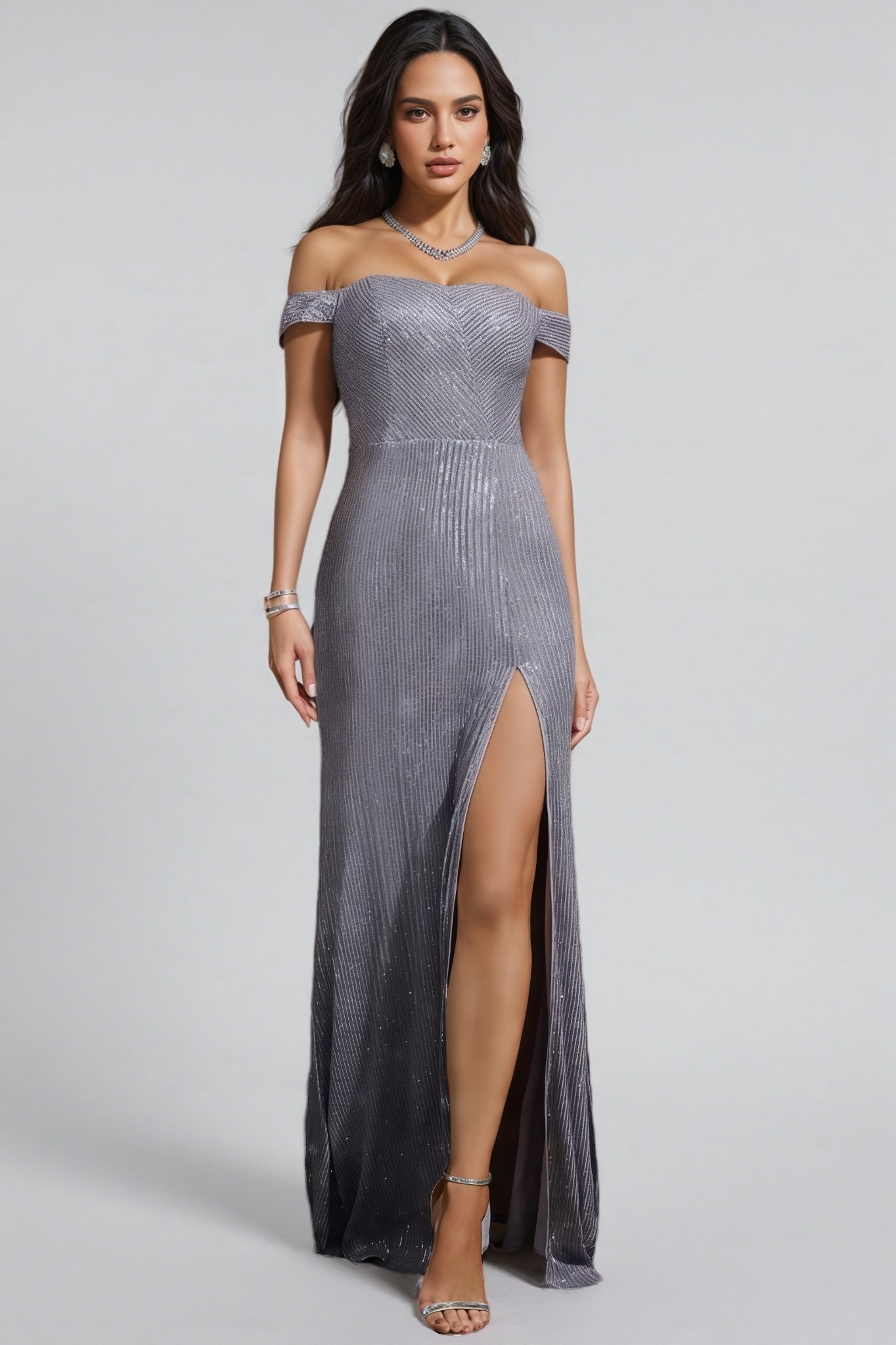 Rielld Sequined Split Fishtail Maxi Dress