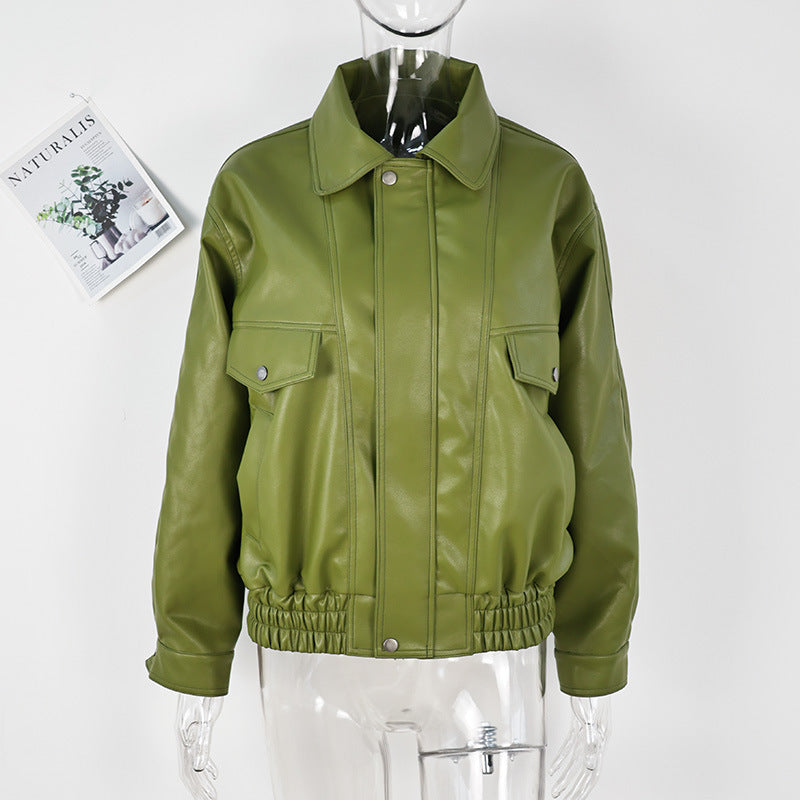Koa Lapel Faux Leather Jacket