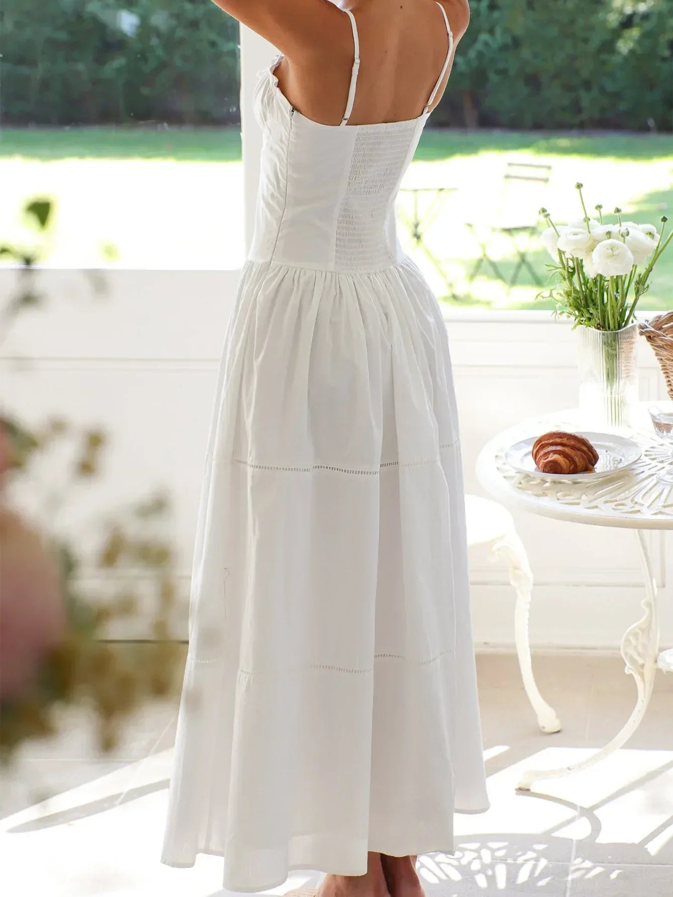 Coral Smocked Bodice Maxi Sun Dress