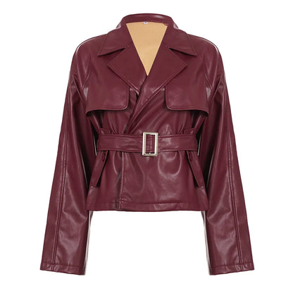 Zamiah Red Faux Leather Jacket