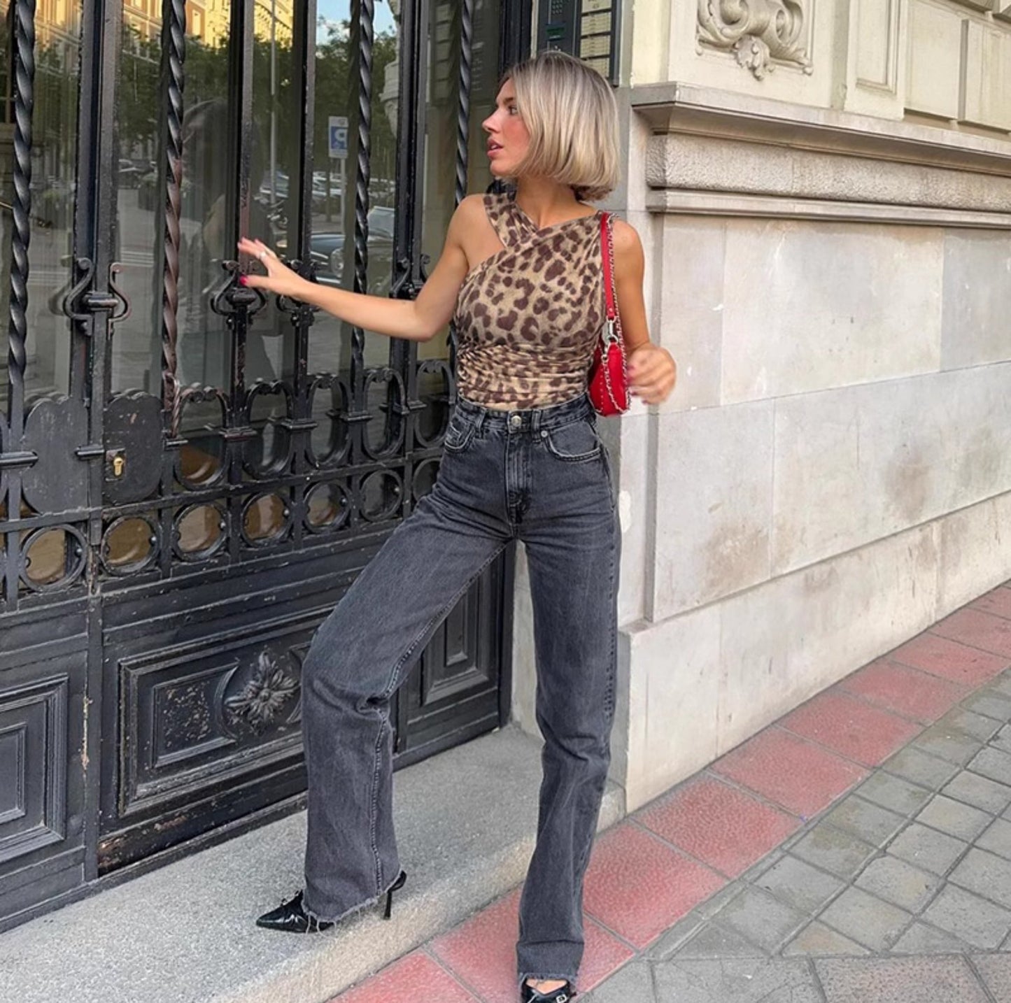 Posey Leopard Print Slant Bodysuit