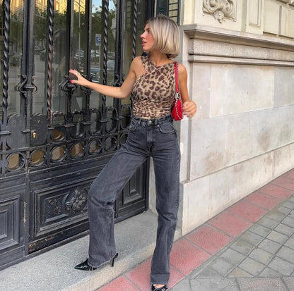 Posey Leopard Print Slant Bodysuit