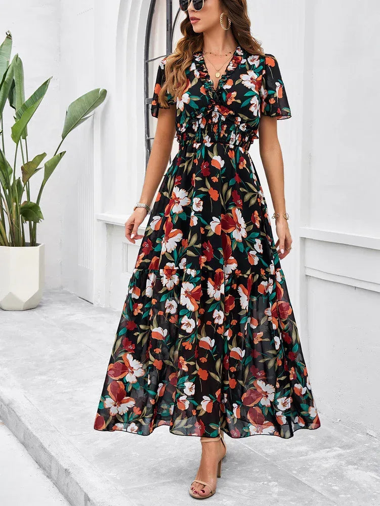 Women’s Long Summer Dress with Short Sleeves