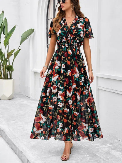 Women’s Long Summer Dress with Short Sleeves