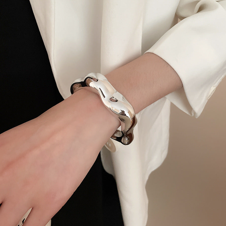 Asymmetrical Twisted Open Cuff Bracelet