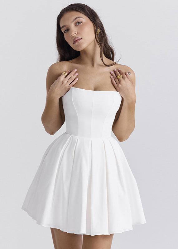 Strapless Corset Pleated Skater Mini Dress