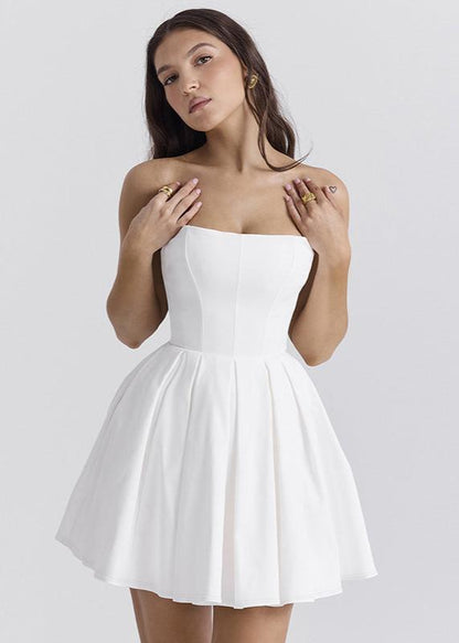 Strapless Corset Pleated Skater Mini Dress