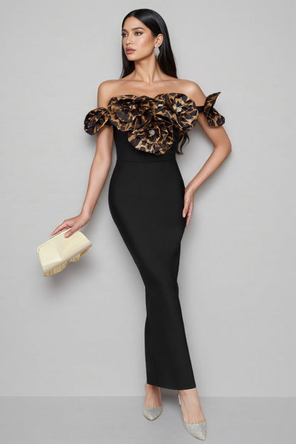 Donsa 3D Floral Bandage Maxi Dress