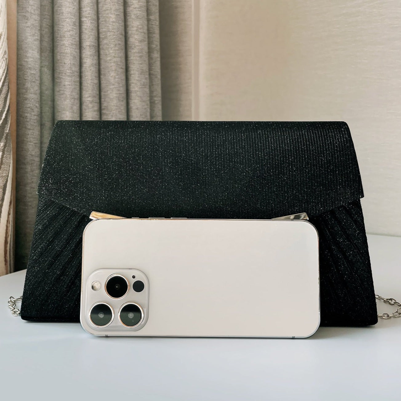 Shiny Pleated Clutch by Amy
