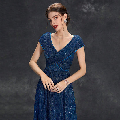 Evening Dress Deep V Plunge neck Bridesmaid Dress Sleeveless Maxi Evening Gown Prom Dress Summer