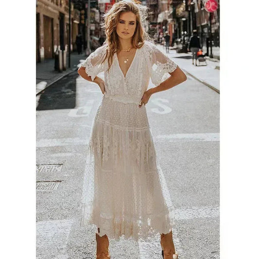 white lace maxi dress for summer