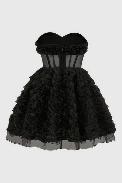 Ralpae 3D Floral Puff Mini Dress