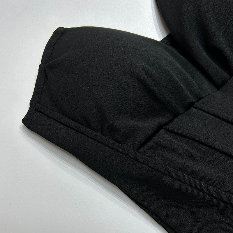 strapless v-neck corset a-line long dress