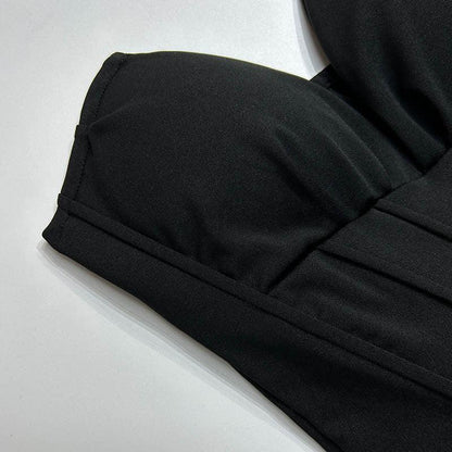 strapless v-neck corset a-line long dress