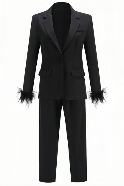Rupok Feather Suit Trousers Two-Piece Set